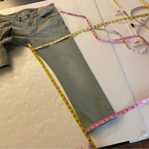 Diesel Thommer Slim Jeans Mens 30 Waist Green Denim Ankle Cropped Short Length - Picture 11 of 11